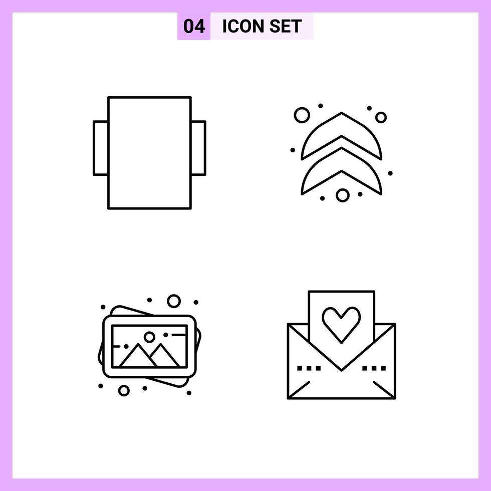 4 Icons in Line Style Outline Symbols on White Background Creative Vector Signs for Web mobile and Print