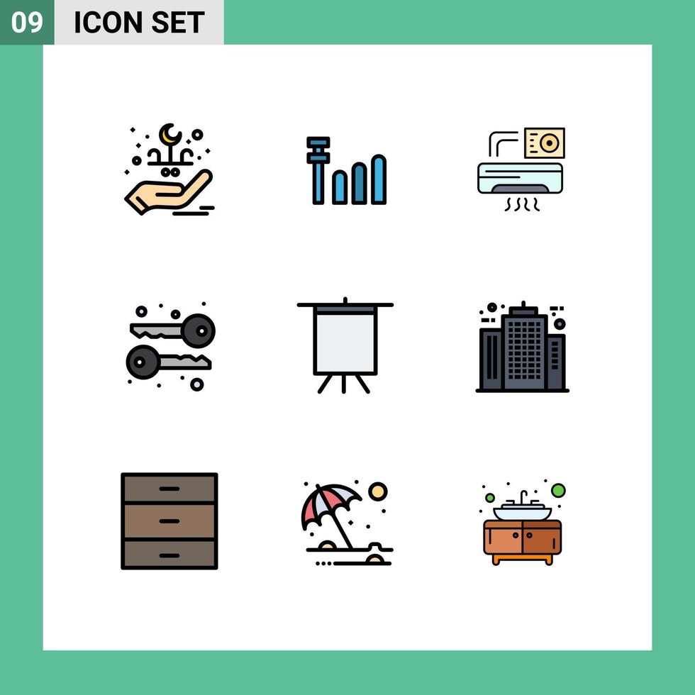 9 Creative Icons Modern Signs and Symbols of architecture stand ac board symmetric Editable Vector Design Elements