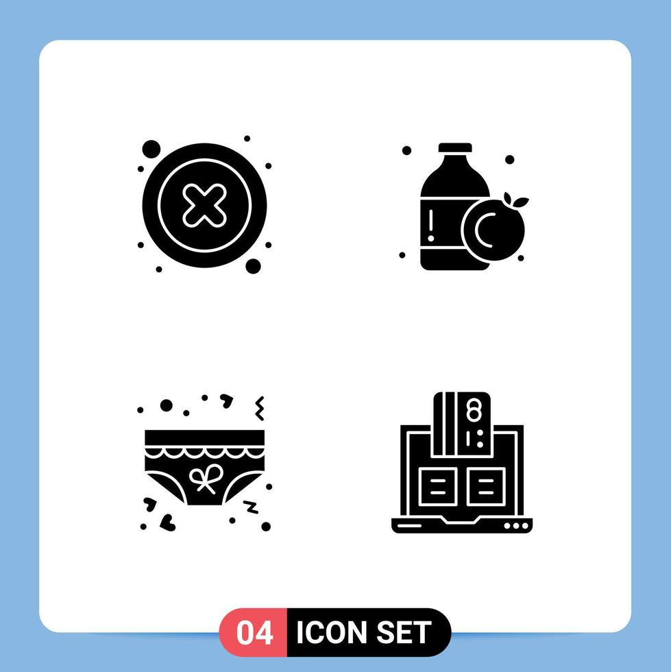 Set of 4 Modern UI Icons Symbols Signs for cancel underpants user bottle romance Editable Vector Design Elements