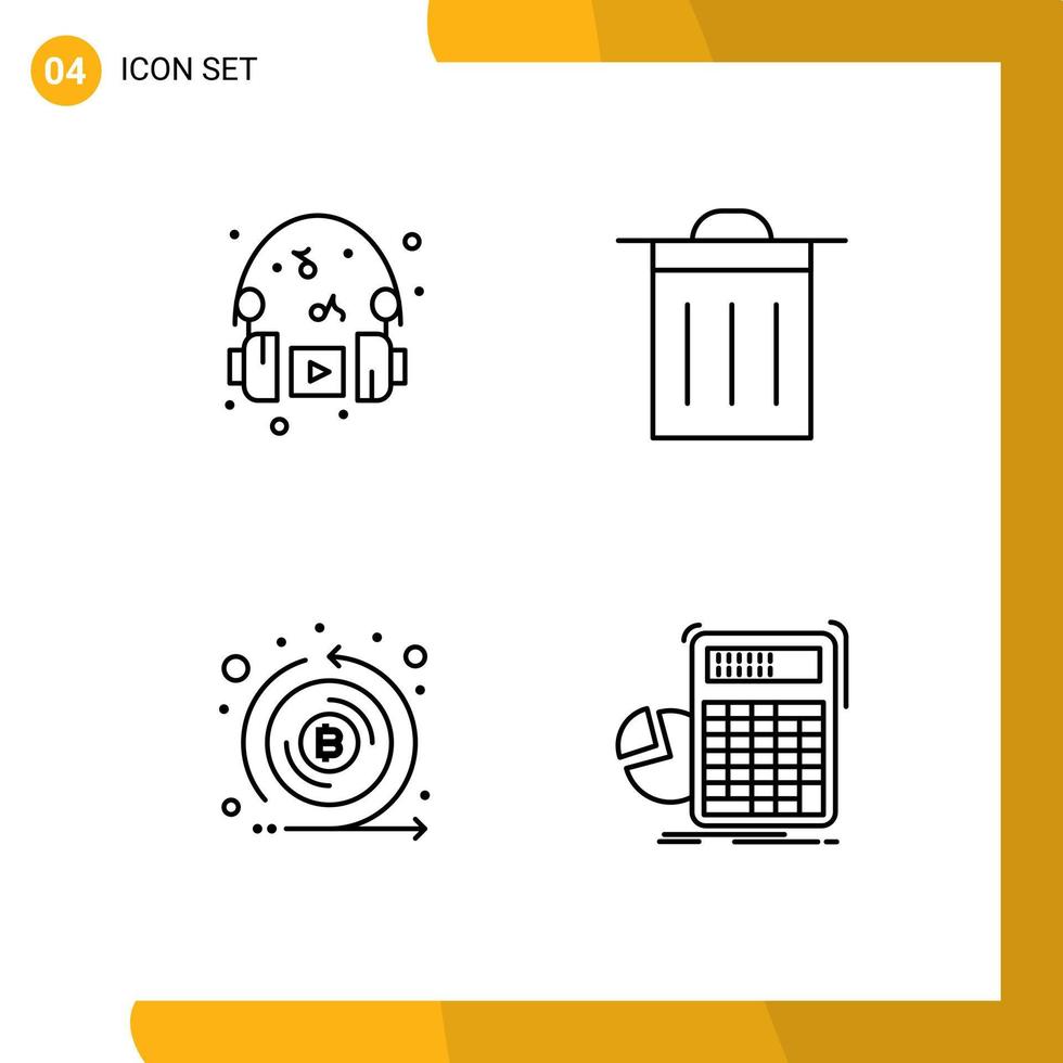 4 Universal Filledline Flat Colors Set for Web and Mobile Applications hobbies cryptocurrency music ui token Editable Vector Design Elements