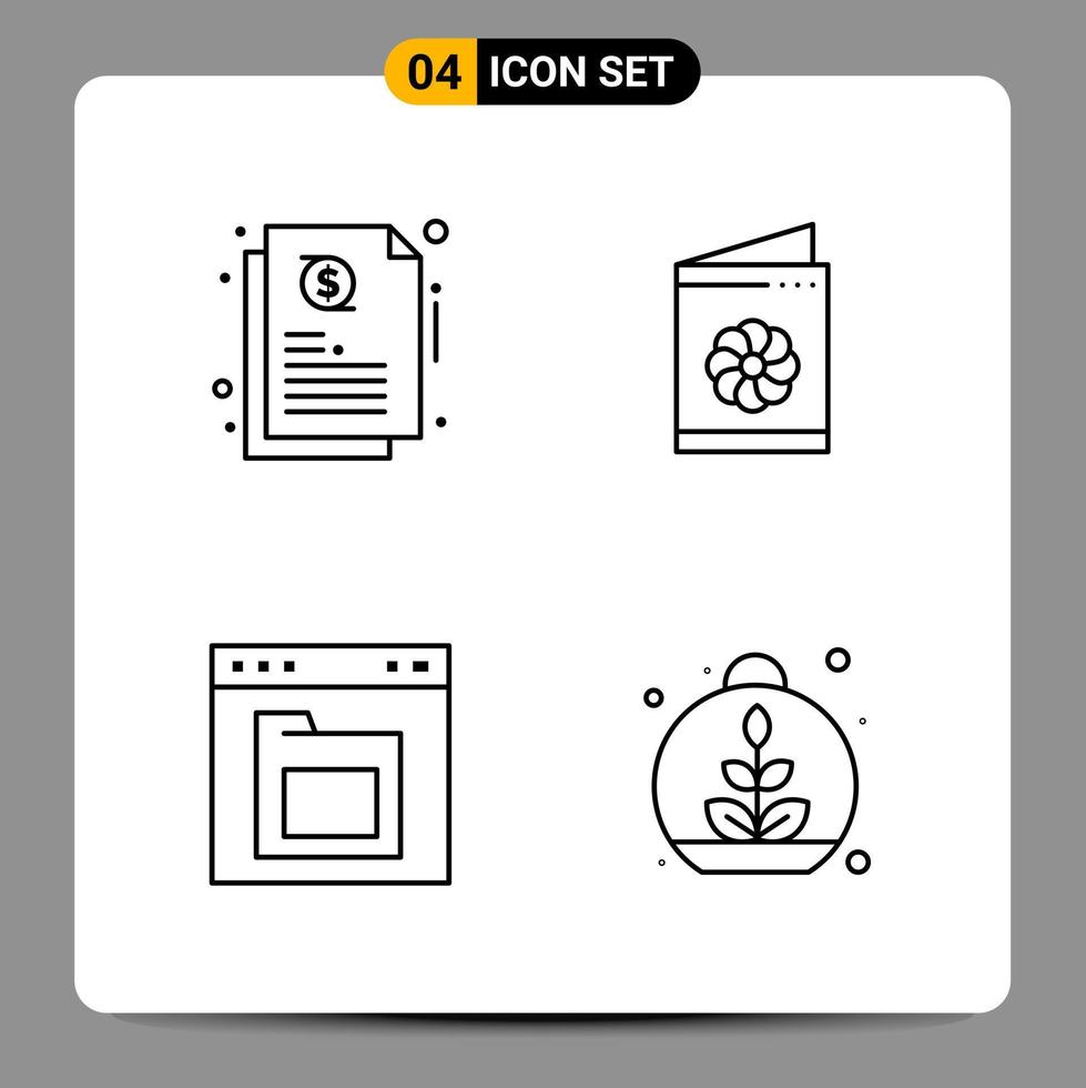 4 Black Icon Pack Outline Symbols Signs for Responsive designs on white background 4 Icons Set vector