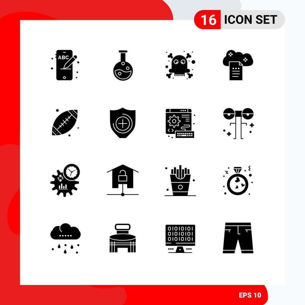 16 Universal Solid Glyph Signs Symbols of usa footbal poison ball online docs Editable Vector Design Elements