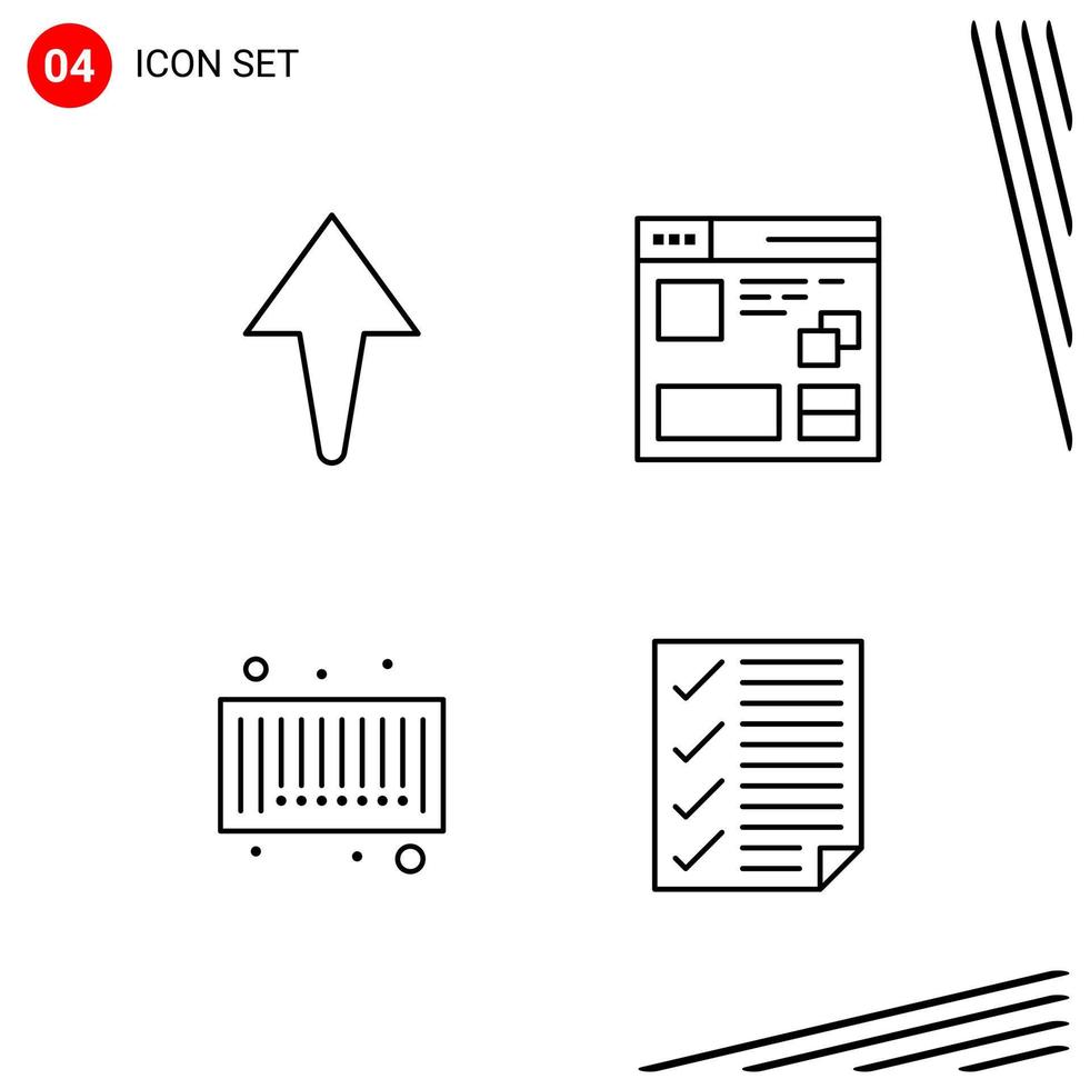 colección de 4 iconos vectoriales en estilo de línea píxel símbolos de contorno perfecto para web y signos de icono de línea móvil sobre fondo blanco 4 iconos vector