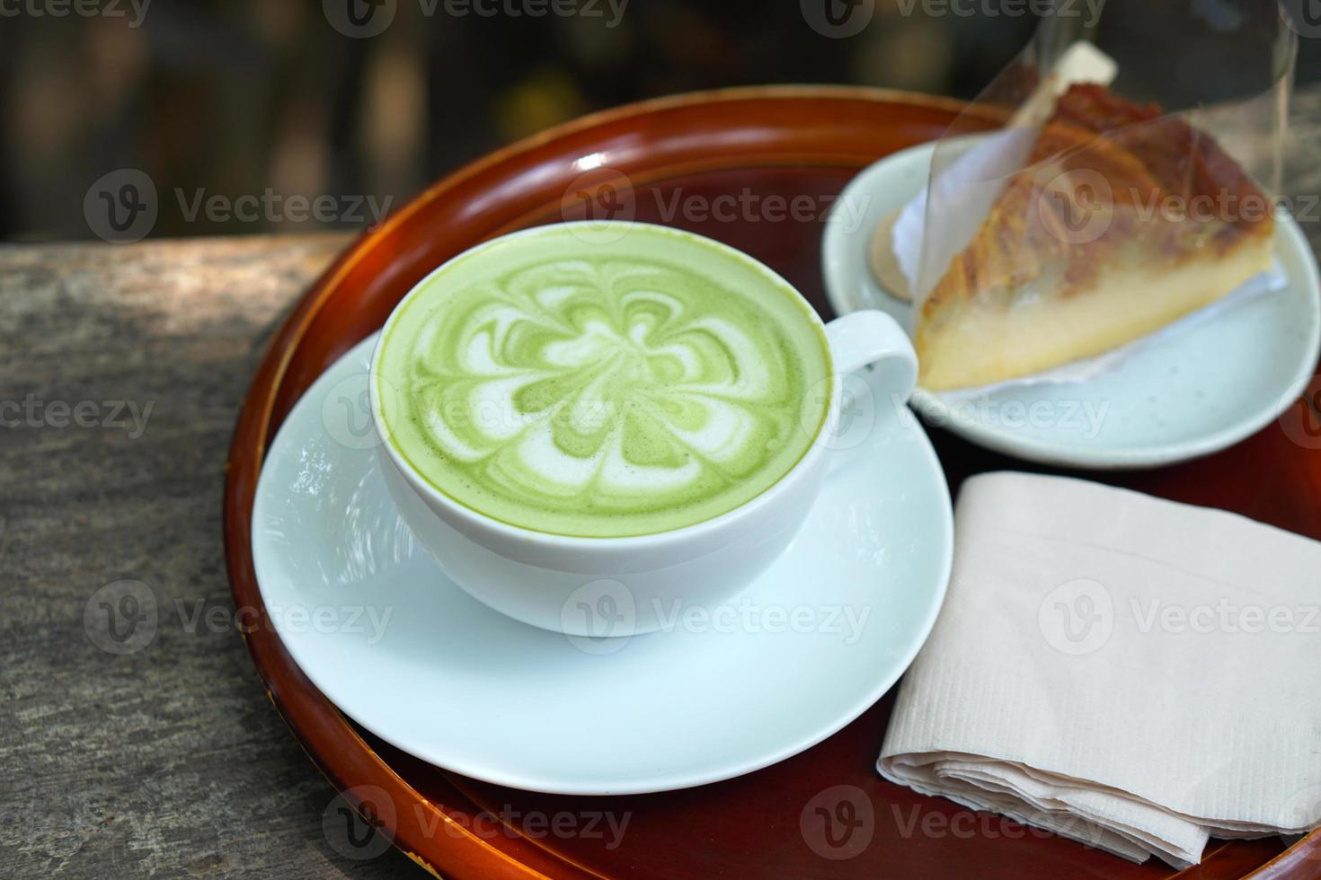 Fresh green tea in a glass photo