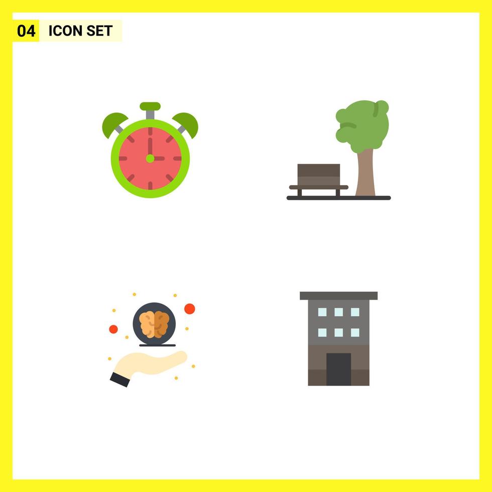 Set of 4 Modern UI Icons Symbols Signs for alarm help time park support Editable Vector Design Elements