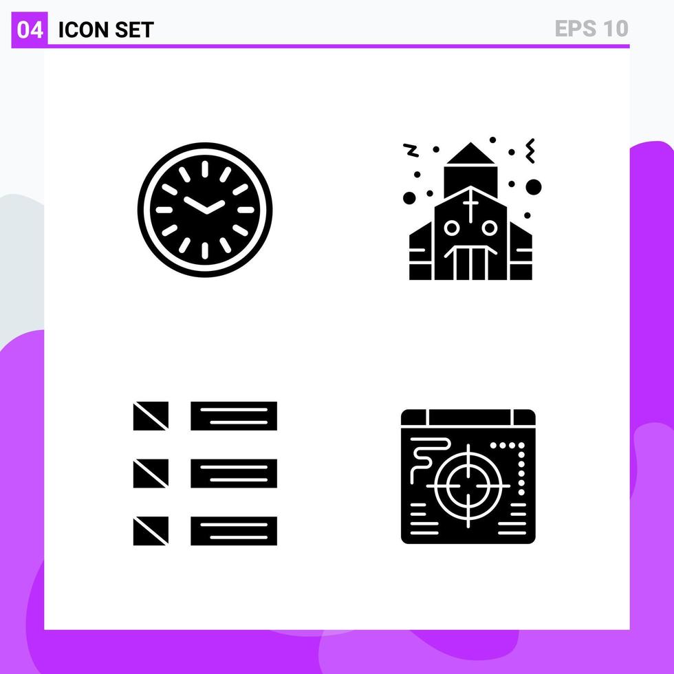 conjunto de 4 iconos en símbolos de glifos creativos de estilo sólido para el diseño de sitios web y aplicaciones móviles signo de icono sólido simple aislado en fondo blanco 4 iconos vector