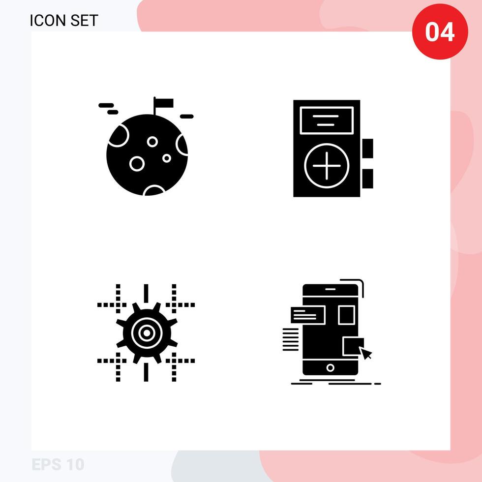 Universal Solid Glyph Signs Symbols of planet setting space form computing Editable Vector Design Elements