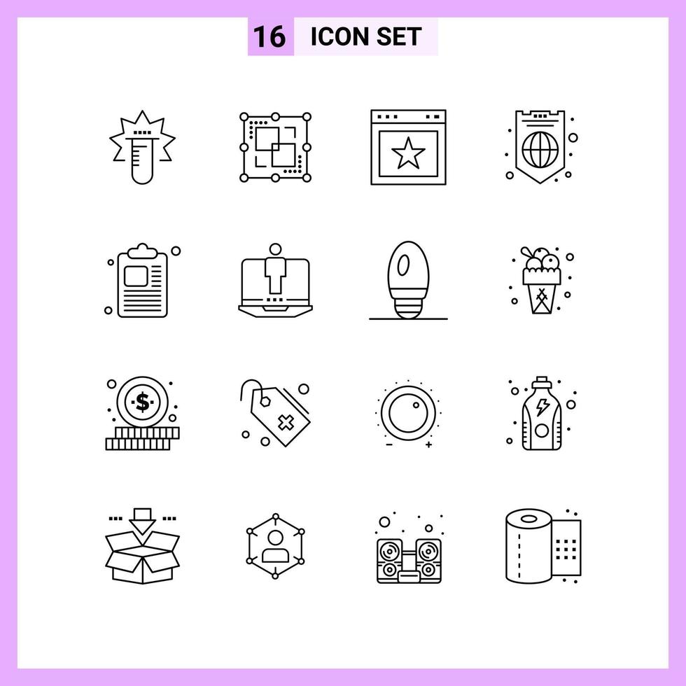 16 Icons in Line Style Outline Symbols on White Background Creative Vector Signs for Web mobile and Print