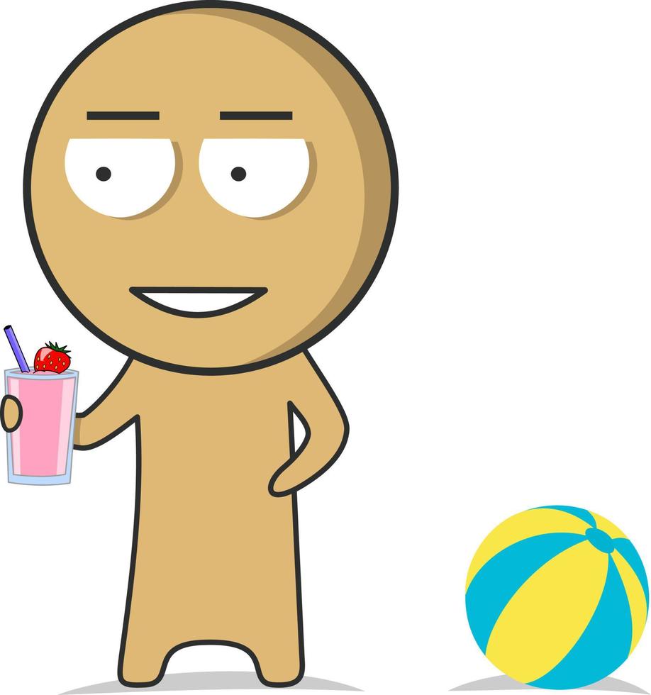 Boy on the beach with a cocktail in his hand vector