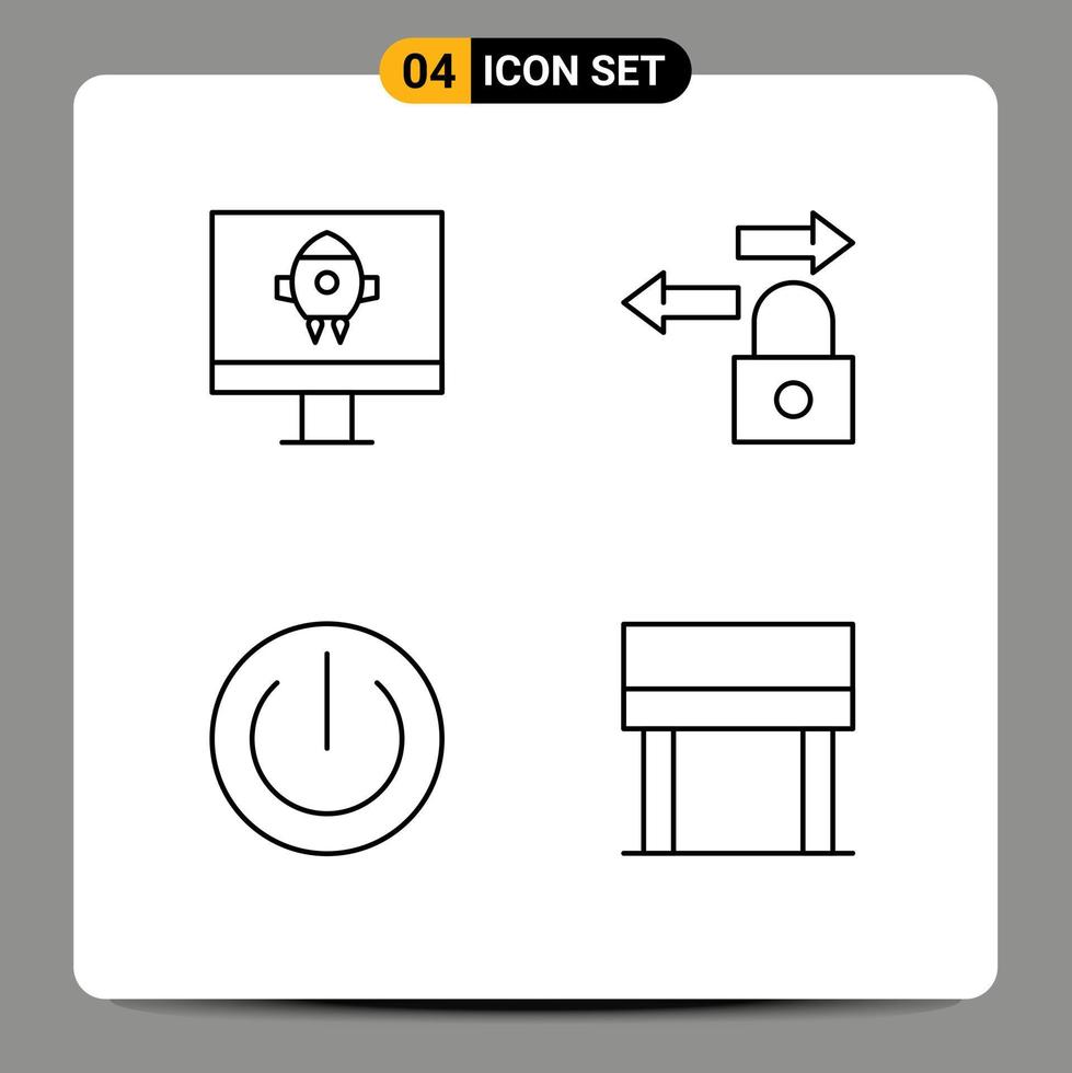 conjunto de 4 iconos de interfaz de usuario modernos signos de símbolos para dispositivos de computadora botón de datos escritorio elementos de diseño vectorial editables vector