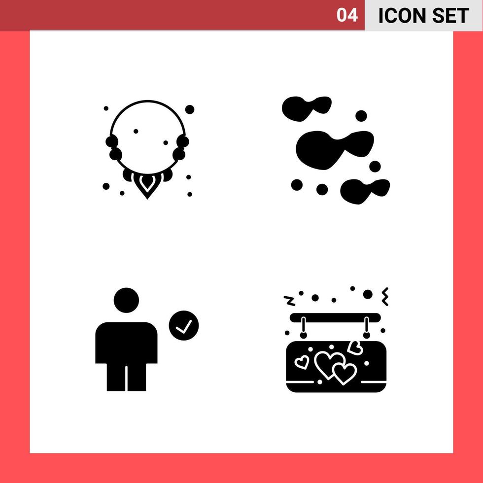 4 Icon Pack Solid Style Glyph Symbols on White Background Simple Signs for general designing vector