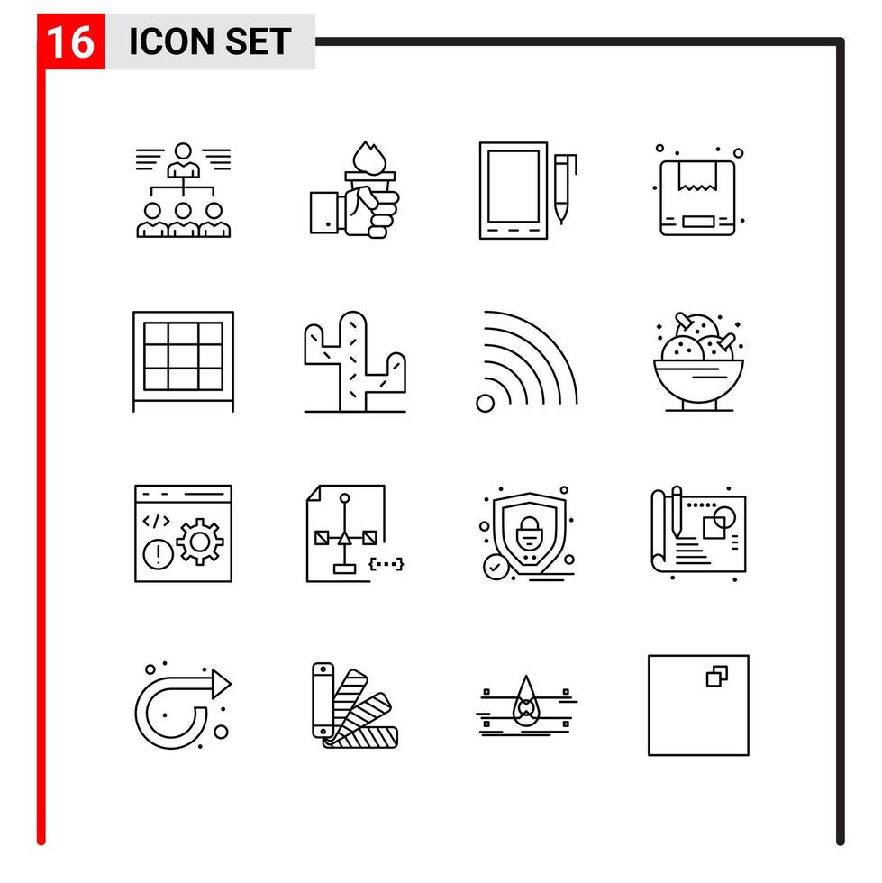 16 General Icons for website design print and mobile apps 16 Outline Symbols Signs Isolated on White Background 16 Icon Pack vector