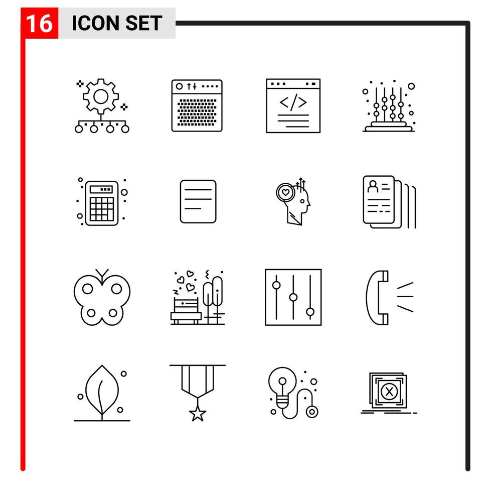 16 General Icons for website design print and mobile apps 16 Outline Symbols Signs Isolated on White Background 16 Icon Pack vector