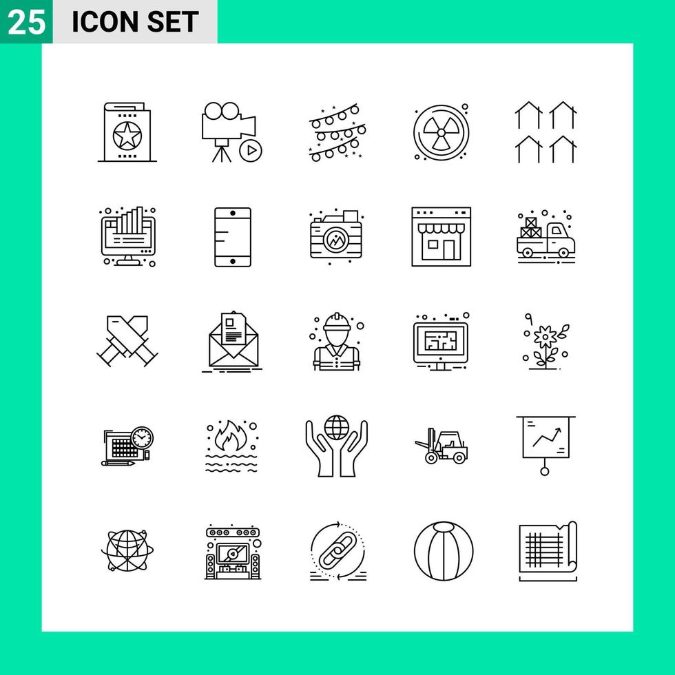 Pack of 25 Line Style Icon Set Outline Symbols for print Creative Signs Isolated on White Background 25 Icon Set vector