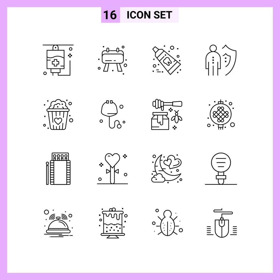 16 iconos en estilo de línea símbolos de contorno sobre fondo blanco signos de vectores creativos para web móvil e impresión