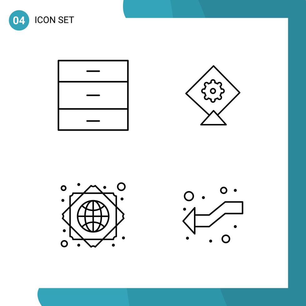 Vector Pack of 4 Outline Symbols Line Style Icon Set on White Background for Web and Mobile