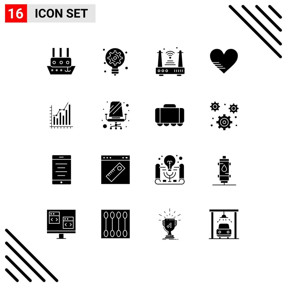 16 Creative Icons Modern Signs and Symbols of graph like internet love wifi Editable Vector Design Elements