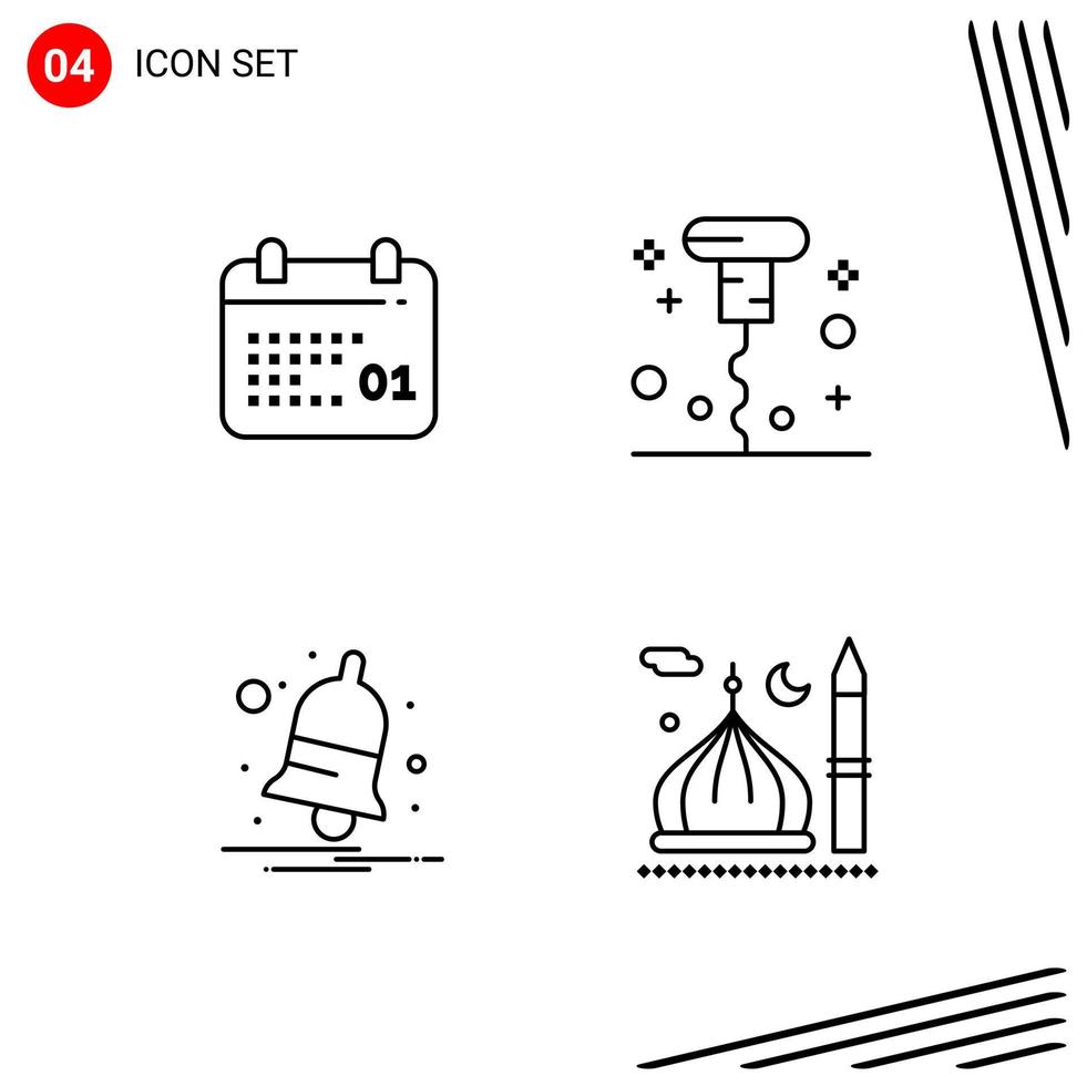 Collection of 4 Vector Icons in Line style Pixle Perfect Outline Symbols for Web and Mobile Line Icon Signs on White Background 4 Icons