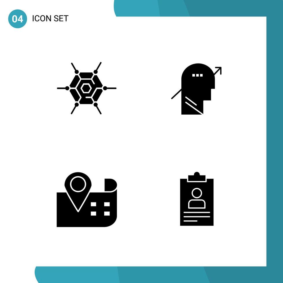 Vector Pack of 4 Glyph Symbols Solid Style Icon Set on White Background for Web and Mobile