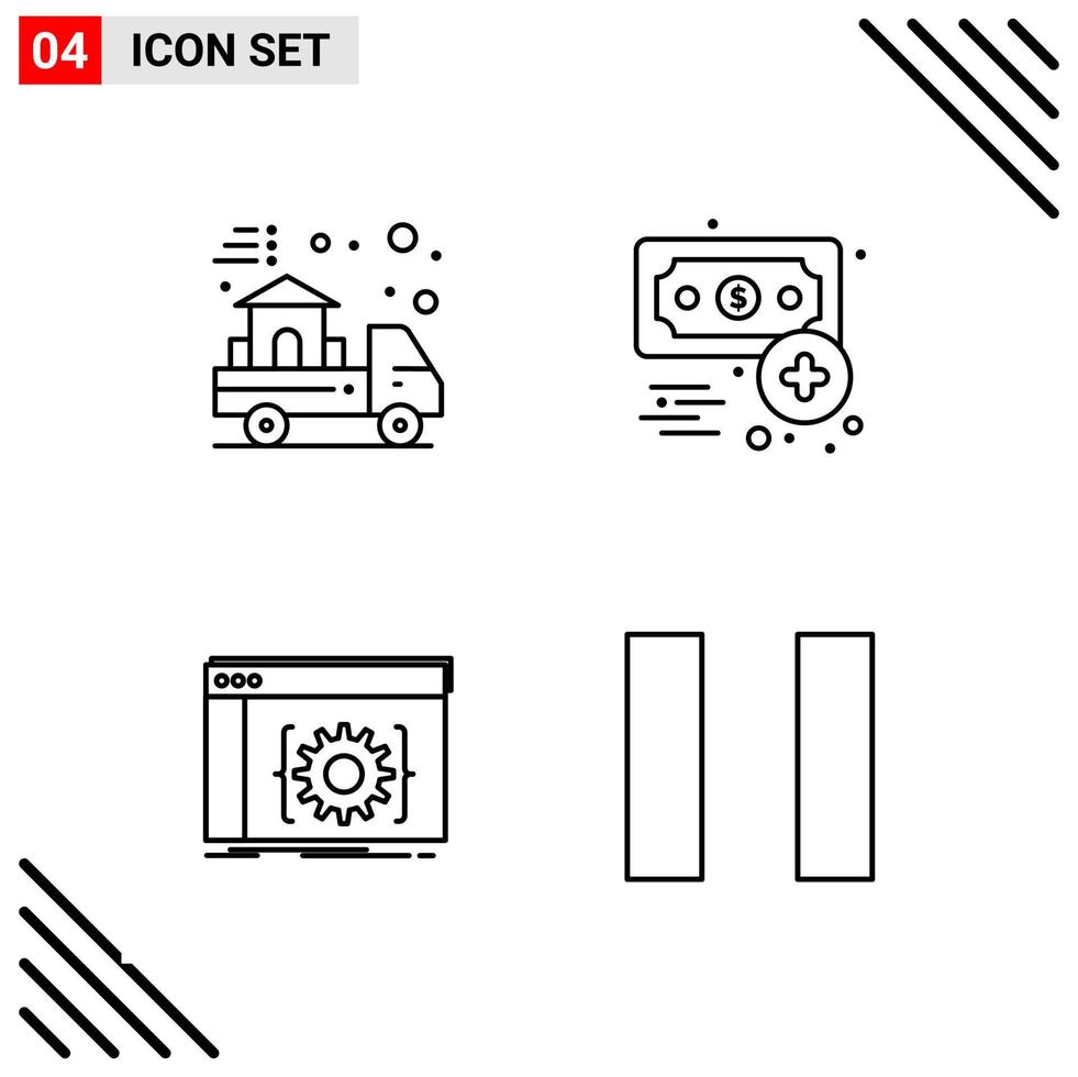 Pixle Perfect Set of 4 Line Icons Outline Icon Set for Webite Designing and Mobile Applications Interface vector