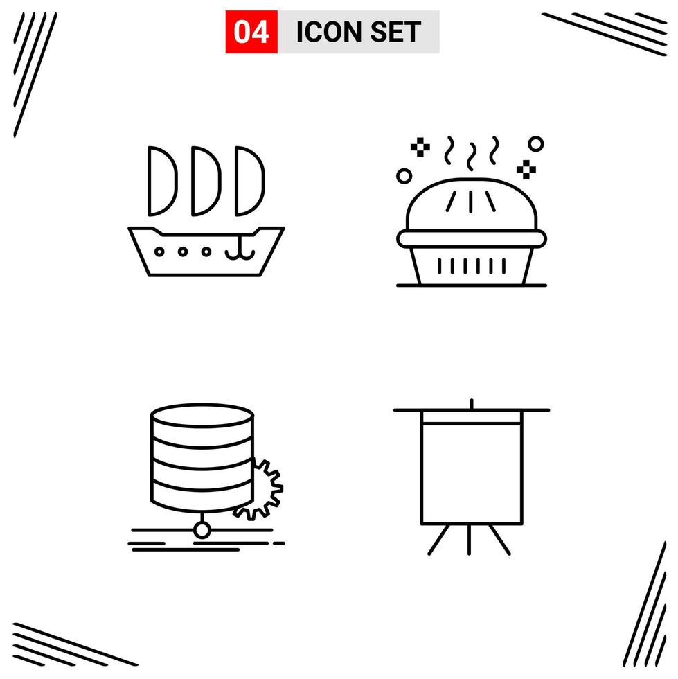 4 Icons Line Style Grid Based Creative Outline Symbols for Website Design Simple Line Icon Signs Isolated on White Background 4 Icon Set vector