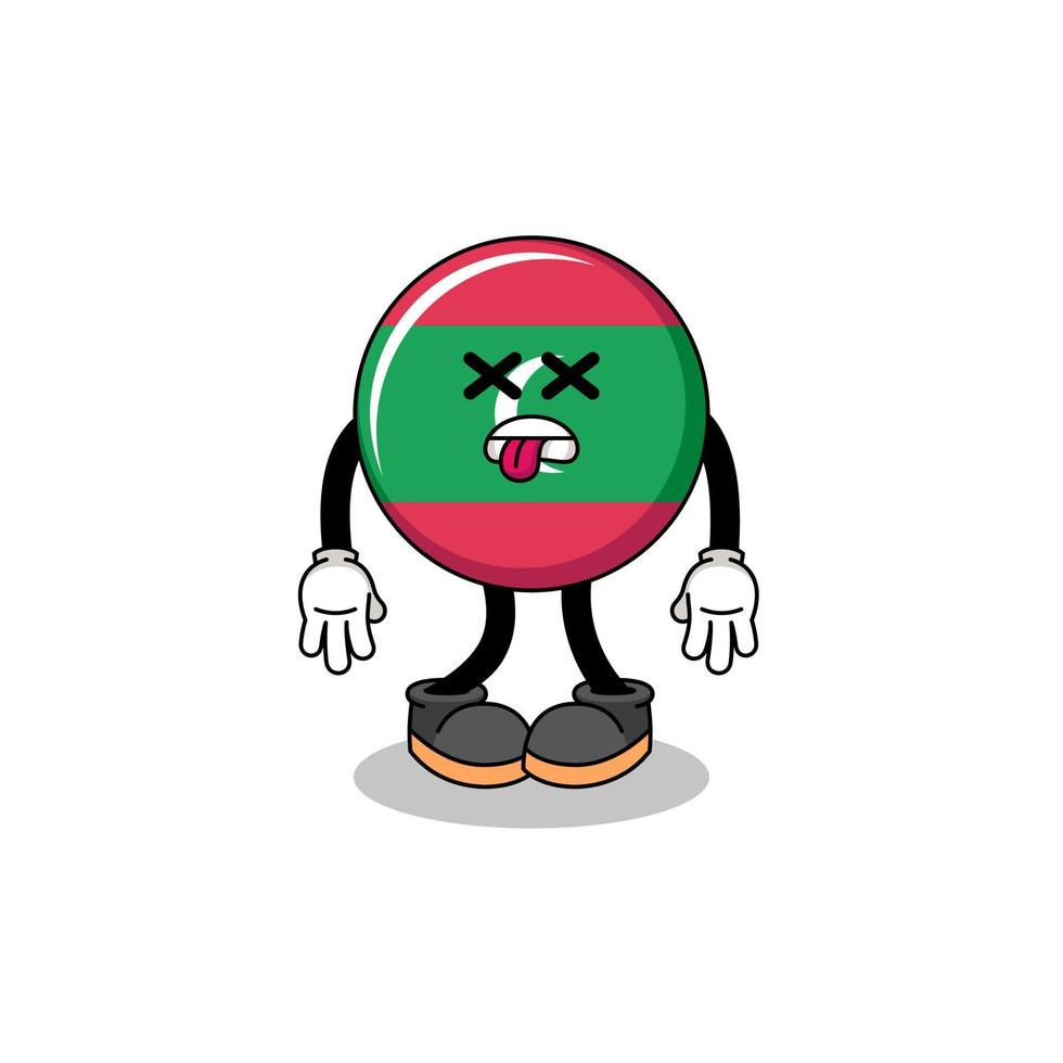 maldives flag mascot illustration is dead vector