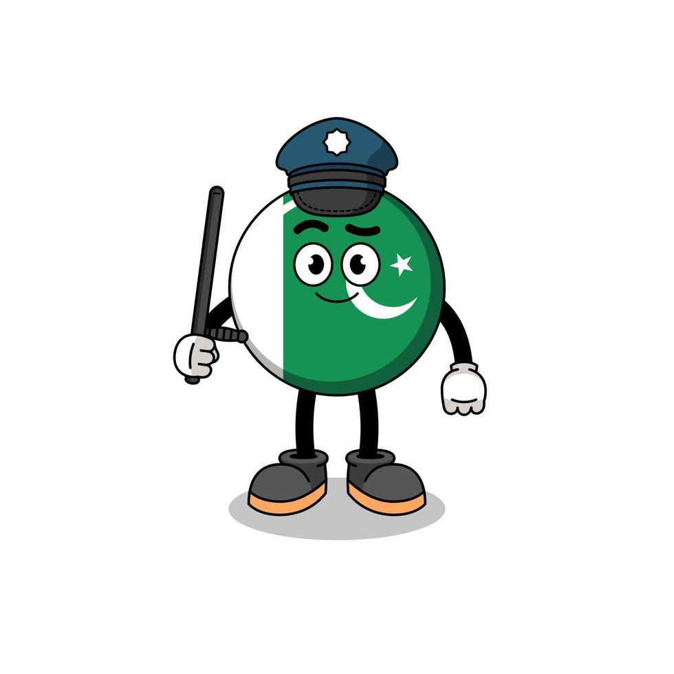 Cartoon Illustration of pakistan flag police vector