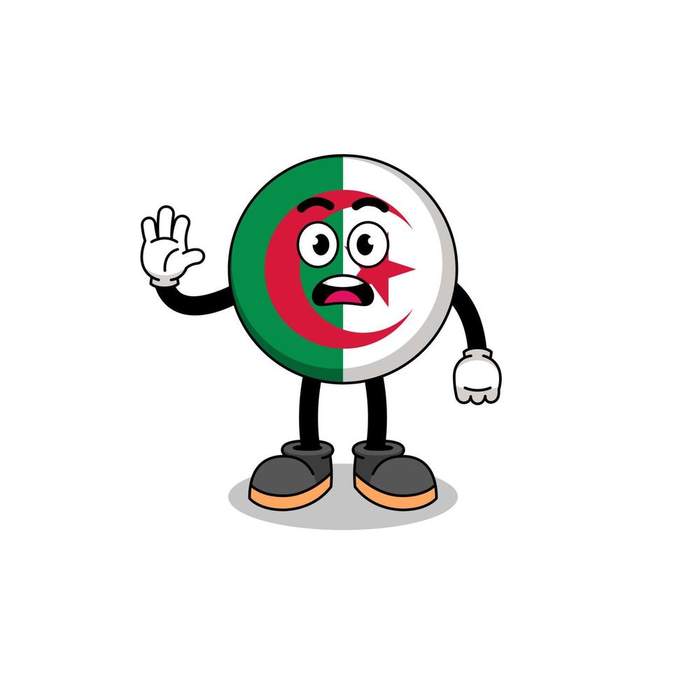 algeria flag cartoon illustration doing stop hand vector