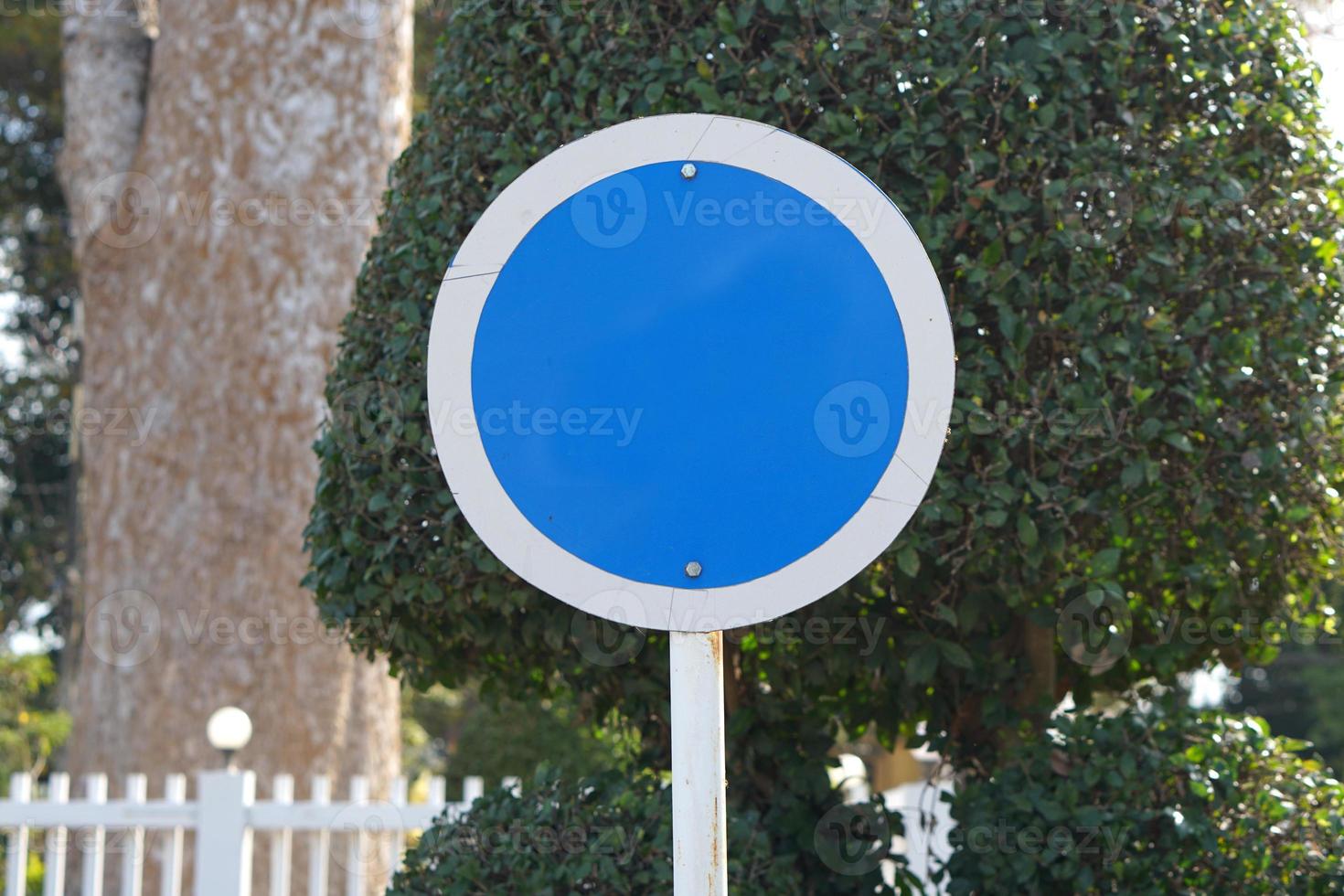 blue white traffic sign background photo