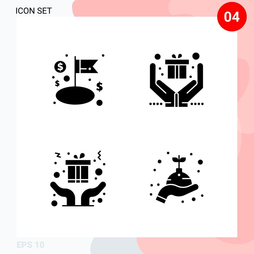 Vector Pack of 4 Icons in Solid Style Creative Glyph Pack isolated on White Background for Web and Mobile