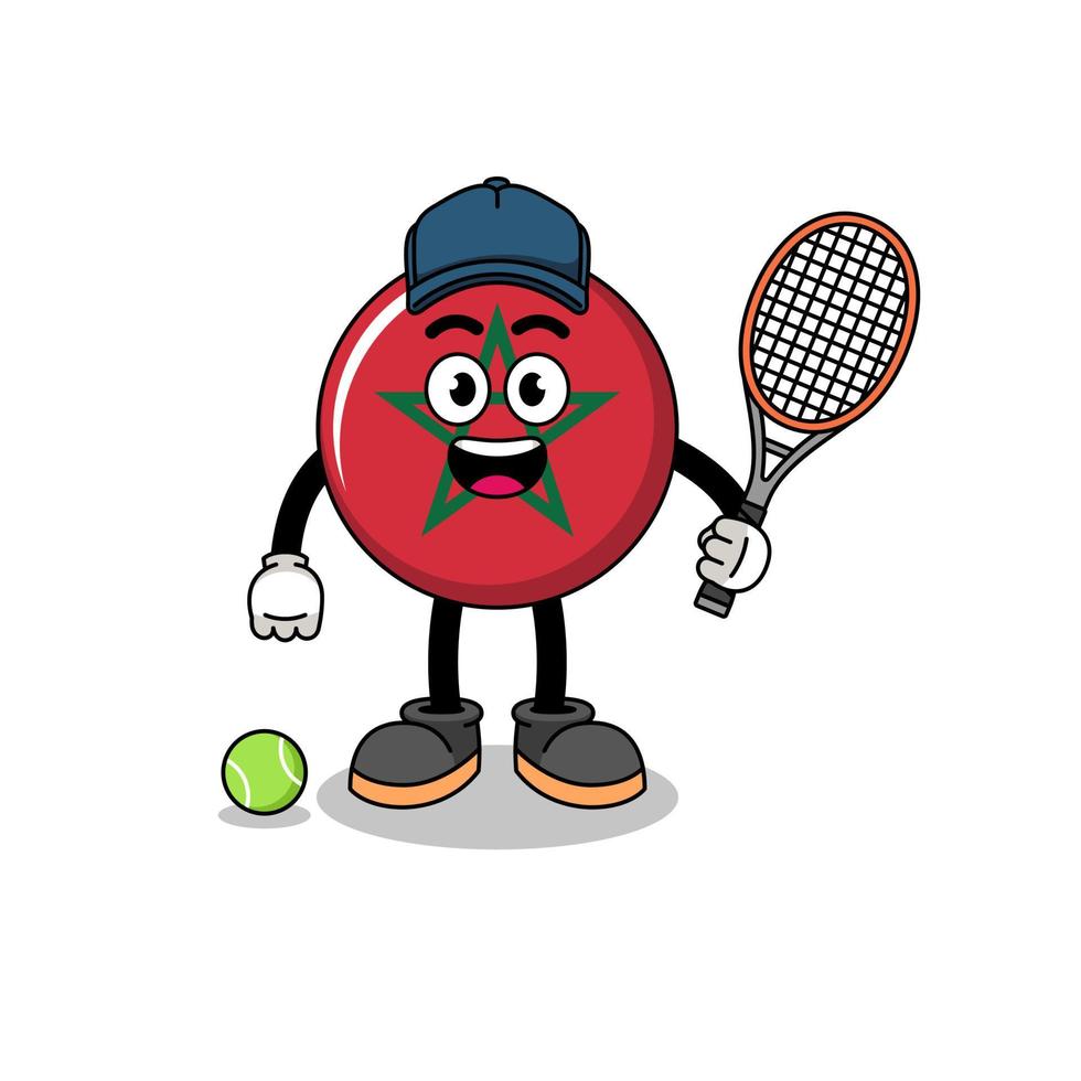 morocco flag illustration as a tennis player vector