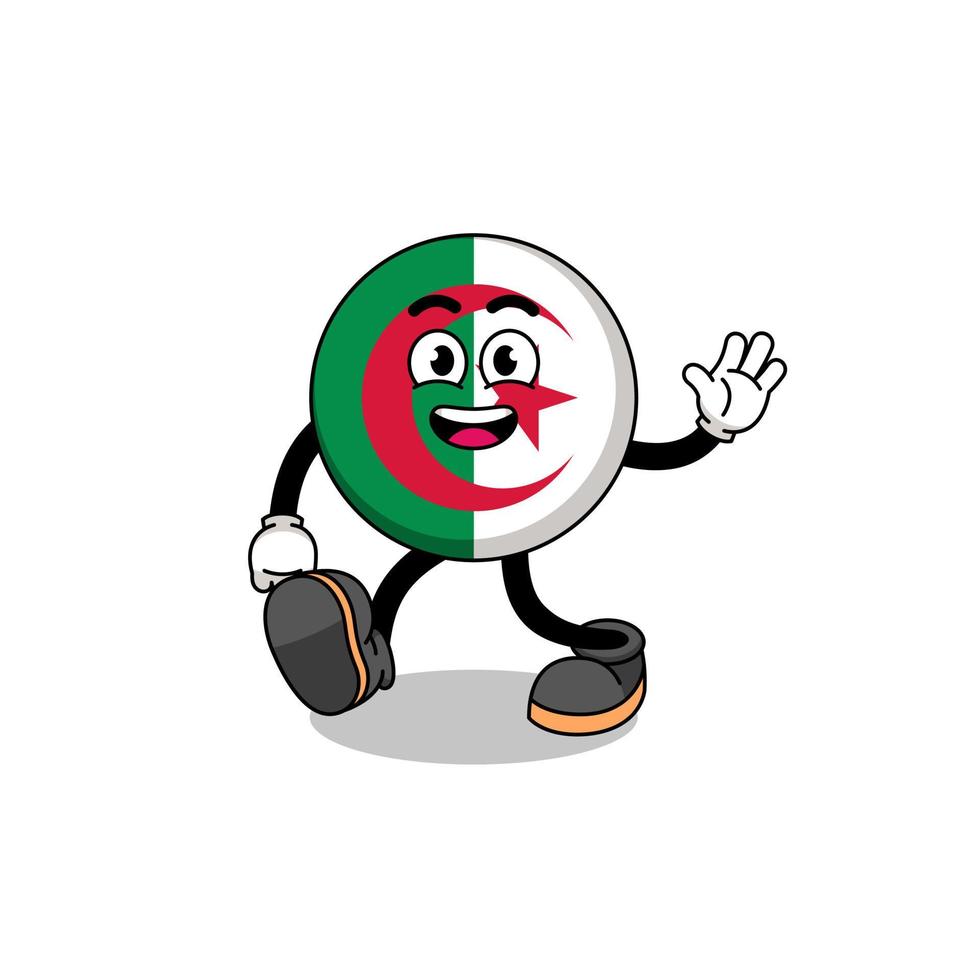 algeria flag cartoon walking vector