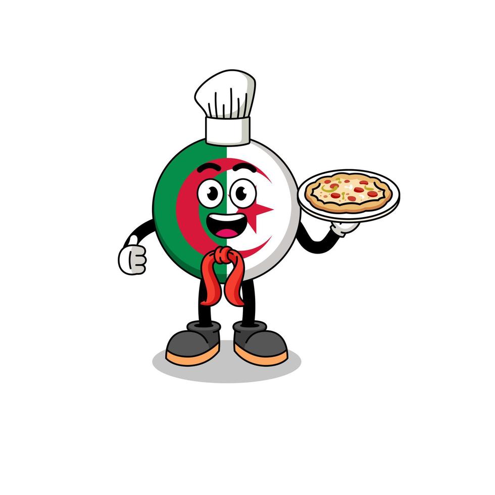 Illustration of algeria flag as an italian chef vector
