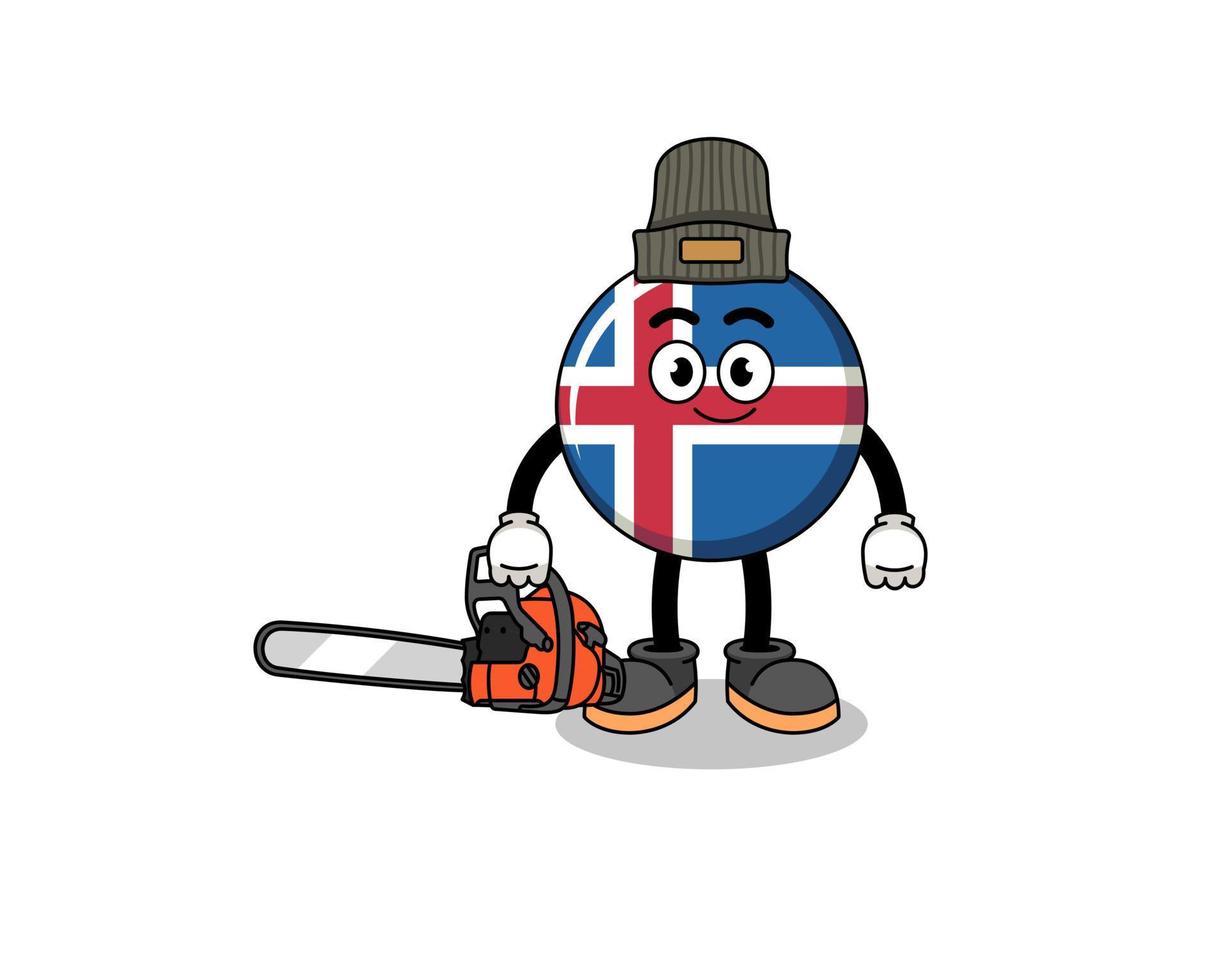 iceland flag illustration cartoon as a lumberjack vector