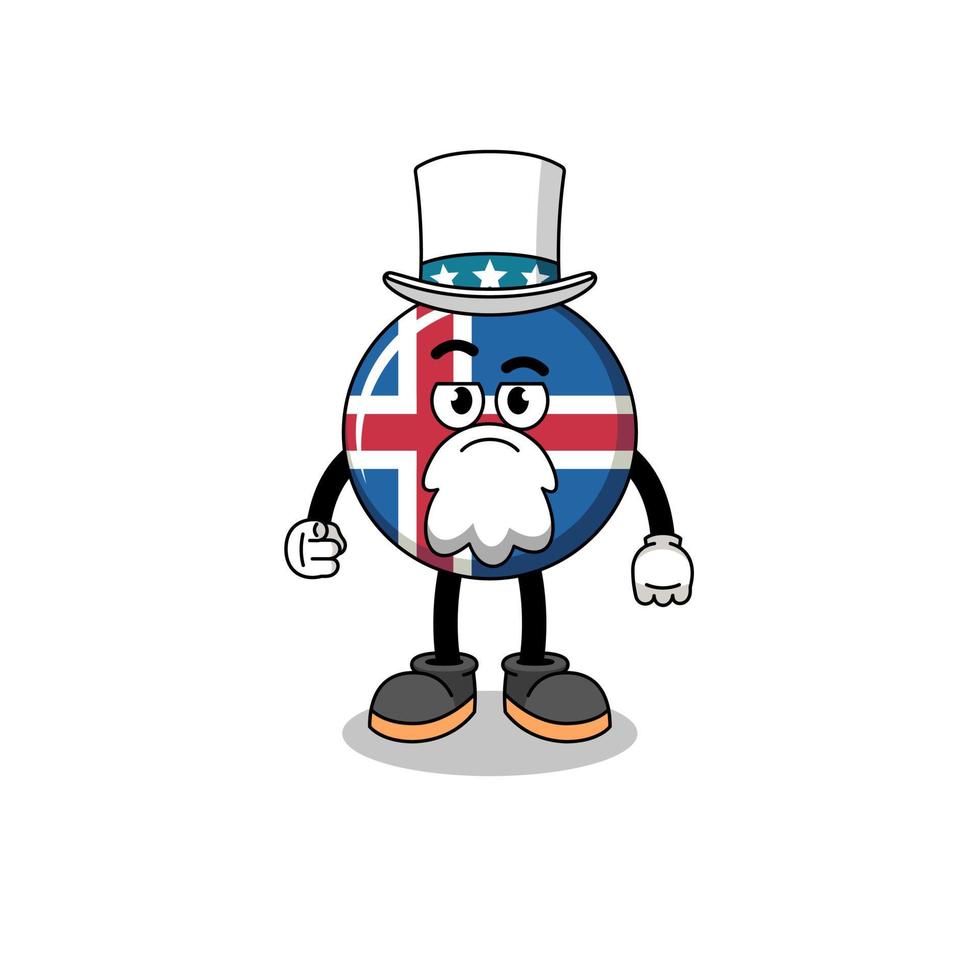 Illustration of iceland flag cartoon with i want you gesture vector