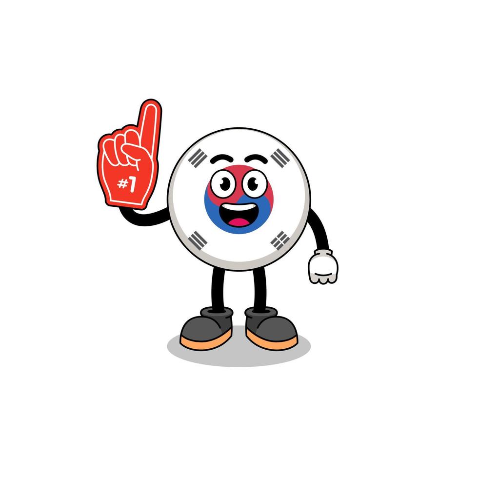 Cartoon mascot of south korea flag number 1 fans vector