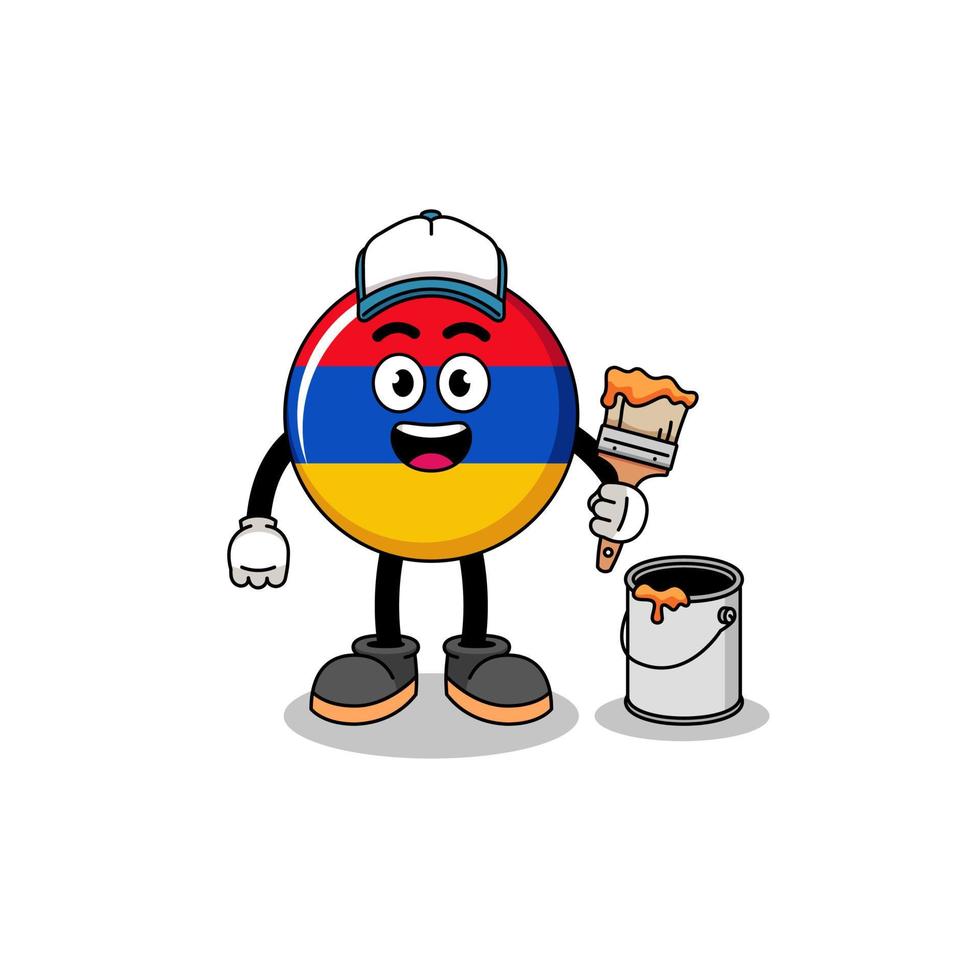 Character mascot of armenia flag as a painter vector
