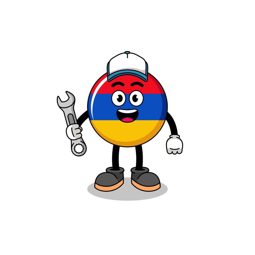 armenia flag illustration cartoon as a mechanic vector