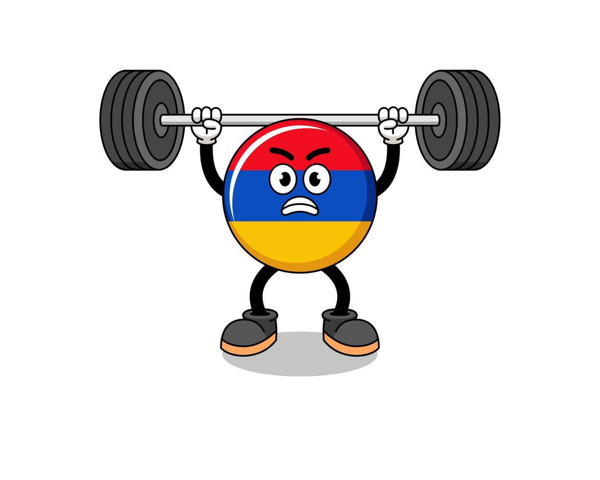 armenia flag mascot cartoon lifting a barbell vector