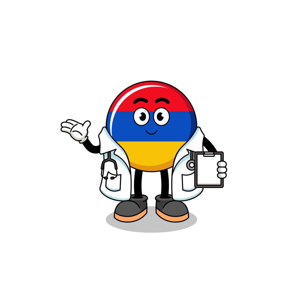 mascota de dibujos animados del médico de la bandera de armenia vector