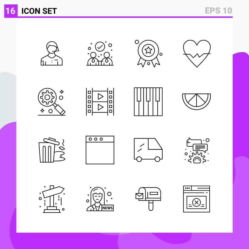 Set of 16 icons in Line style Creative Outline Symbols for Website Design and Mobile Apps Simple Line Icon Sign Isolated on White Background 16 Icons vector