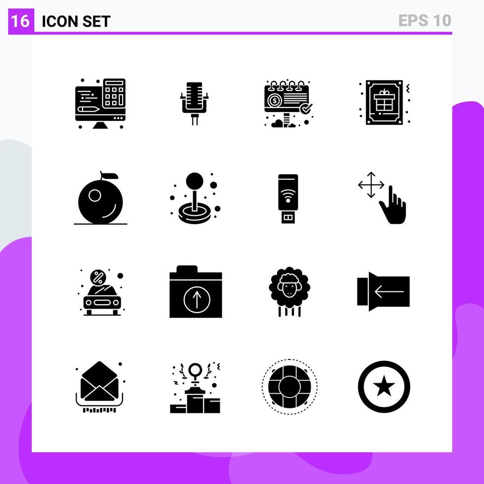 conjunto de 16 iconos en símbolos de glifos creativos de estilo sólido para el diseño de sitios web y aplicaciones móviles signo de icono sólido simple aislado en fondo blanco 16 iconos vector