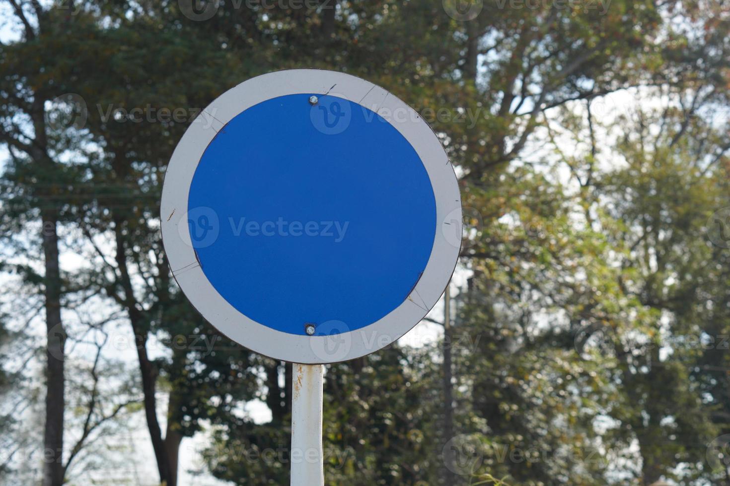 blue white traffic sign background photo