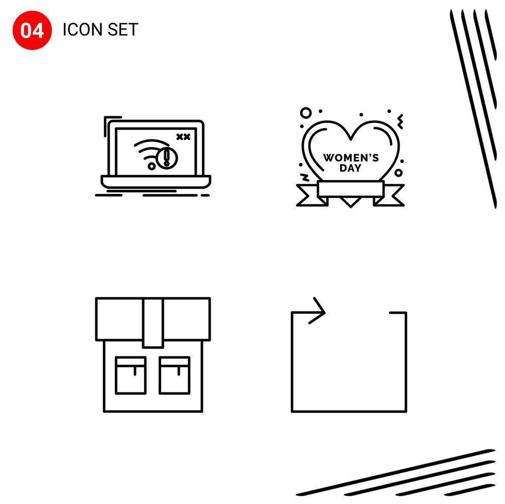 colección de 4 iconos vectoriales en estilo de línea píxel símbolos de contorno perfecto para web y signos de icono de línea móvil sobre fondo blanco 4 iconos vector