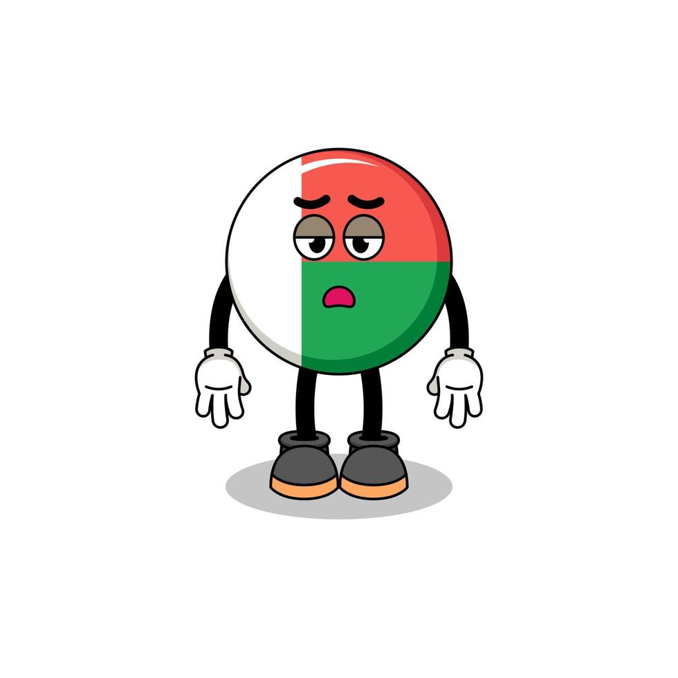 madagascar flag cartoon with fatigue gesture vector