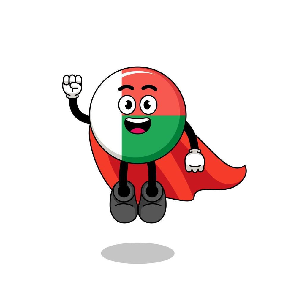 madagascar flag cartoon with flying superhero vector