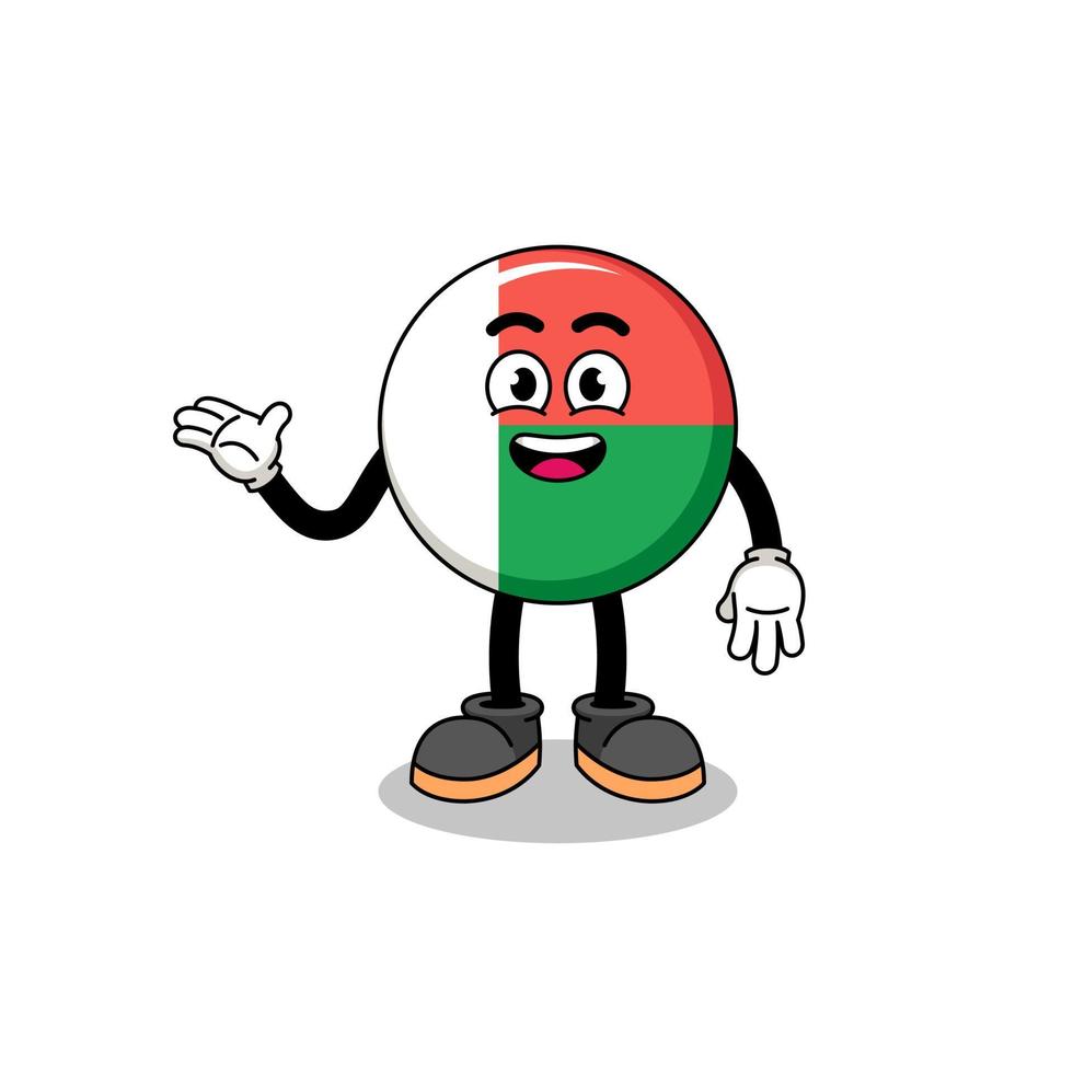 madagascar flag cartoon with welcome pose vector