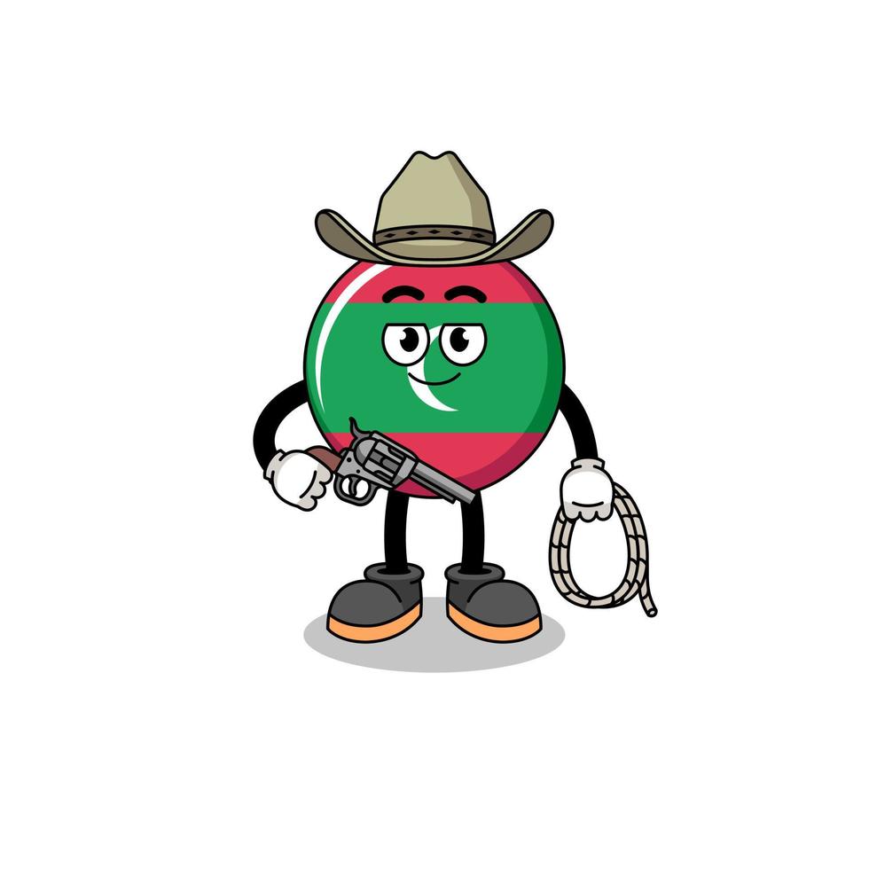 Character mascot of maldives flag as a cowboy vector