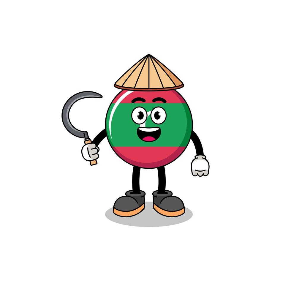 Illustration of maldives flag as an asian farmer vector
