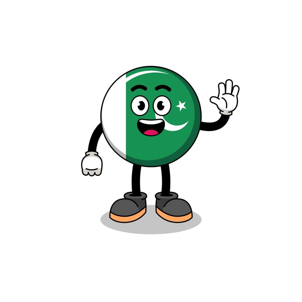 pakistan flag cartoon doing wave hand gesture vector